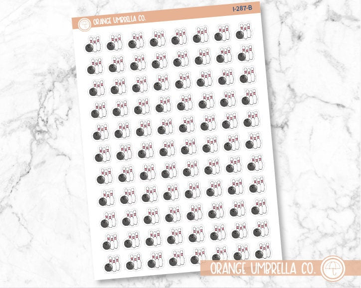 Bowling Ball and Pins Icon Planner Stickers | I-287