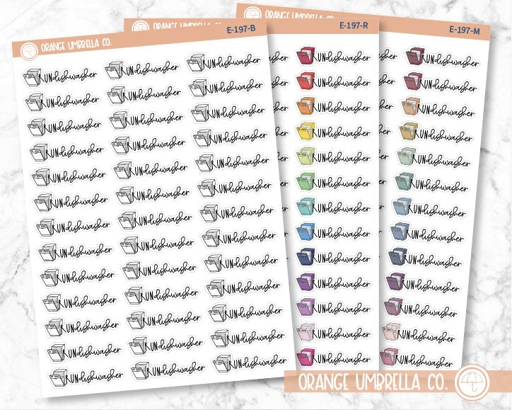 Run Dishwasher Icon Script Planner Stickers and Labels | FC12 | E-197