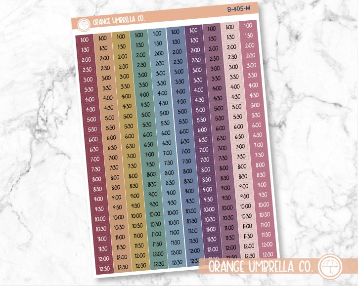 Time - 30 Minute Increment/Half Hour Script Planner Stickers | FC12 | B-405
