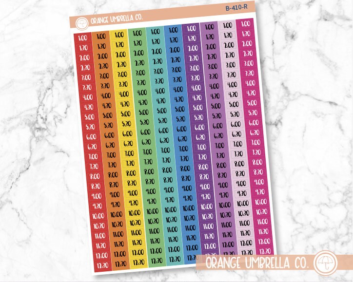 Time - Half Hour Planner Stickers | F1 | B-410