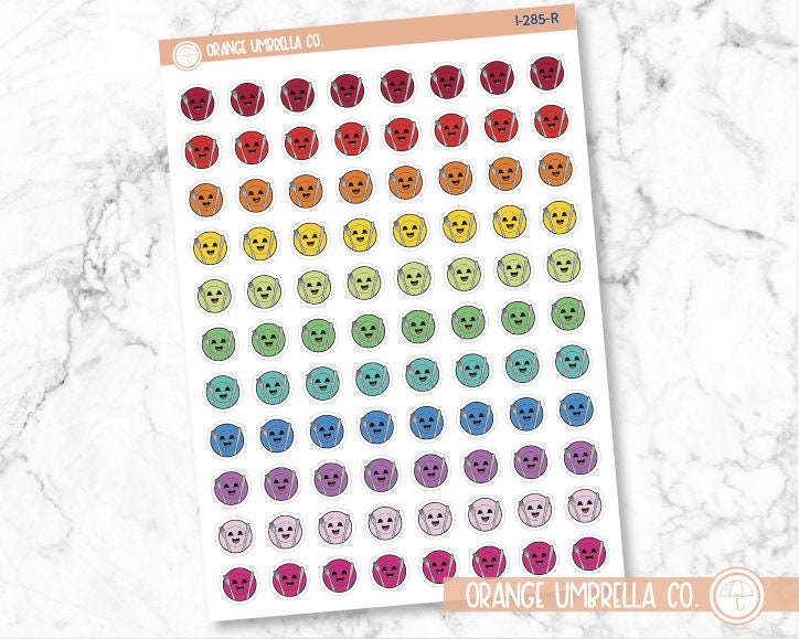 Plate and Utensils Happy Face Icon Planner Stickers | I-285