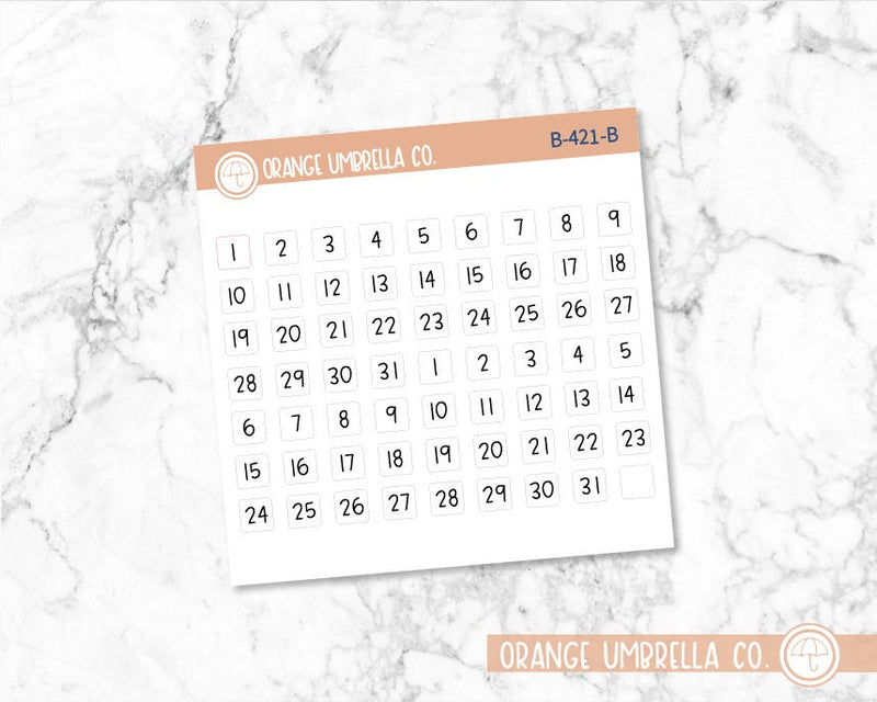 CLEARANCE | Date Dot Cover Julie's Plans Font - Mini Script Planner Stickers | JF Square | B-421-B