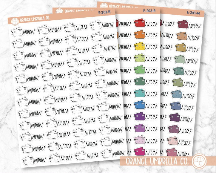 Autopay Credit Card Icon Script Planner Stickers and Labels | FC12 | E-203