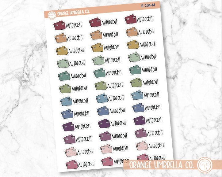 Auto Debit Credit Card Icon Script Planner Stickers and Labels | FC12 | E-204