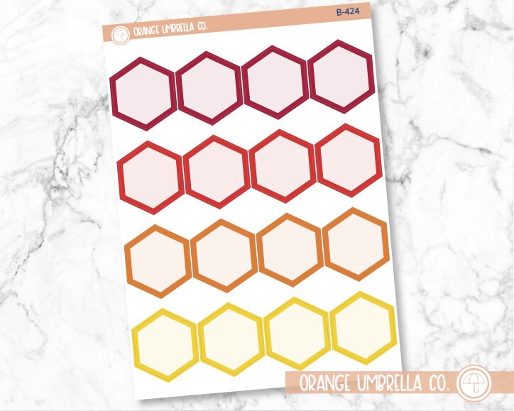 CLEARANCE | Hexagon - Full Box Planner Labels | Vibrant | B-424/425/426