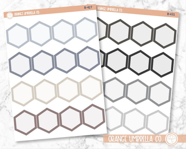 CLEARANCE | Hexagon - Full Box Planner Labels | Muted Neutrals | B-427/431