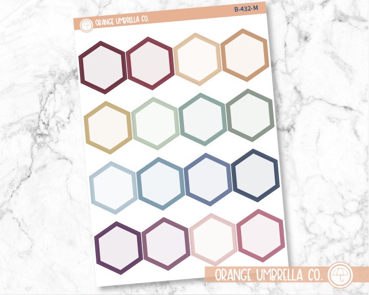 CLEARANCE | Hexagon - Full Box Planner Labels | B-432