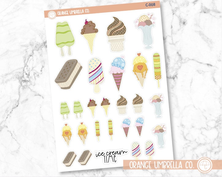 Ice Cream Deco Planner Stickers | C-008