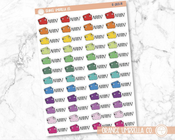 Autopay Credit Card Icon Script Planner Stickers and Labels | FC12 | E-203