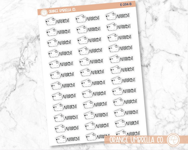 Auto Debit Credit Card Icon Script Planner Stickers and Labels | FC12 | E-204