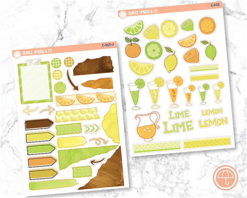 Lemon/Lime/Orange Deco/Journaling Planner Stickers | C-015