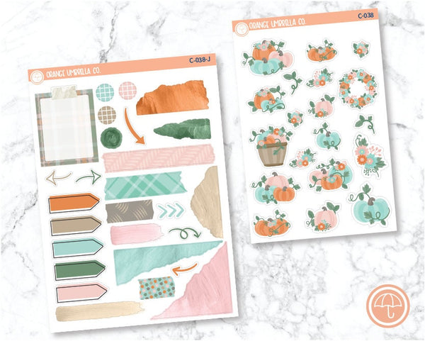 Pastel Pumpkin Planner Deco/Journaling Stickers and Labels | C-038