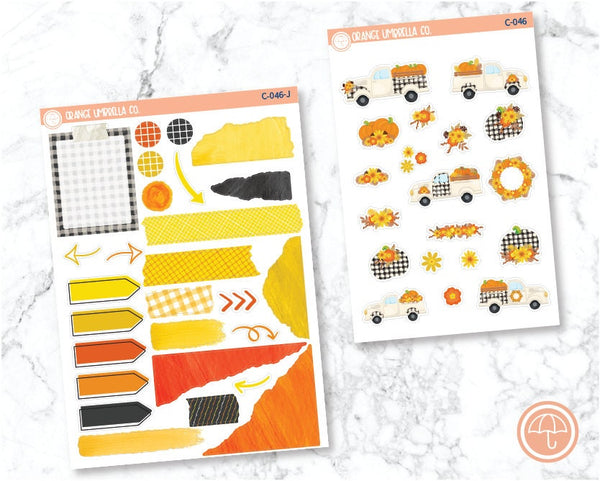 CLEARANCE | Fall Farm Truck Deco/Journaling Planner Stickers | C-046