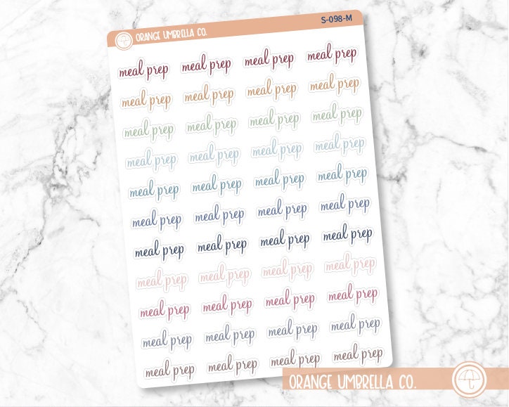 Meal Prep Planner Stickers, Script "Meal Prep" Labels, Color Print Planning Stickers, F4 (S-098)
