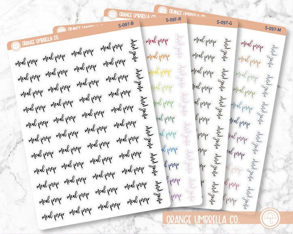 Meal Prep Planner Stickers, Script "Meal Prep" Labels, Color Print Planning Stickers, F2 (S-097)