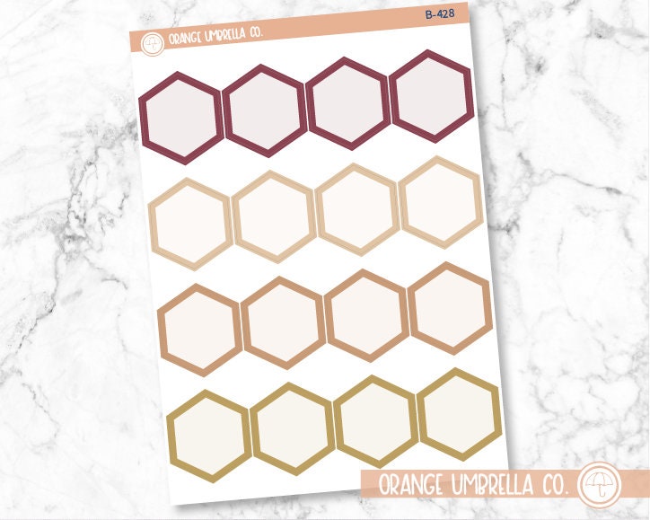 CLEARANCE | Hexagon - Full Box Planner Labels | Muted | B-428/429/430