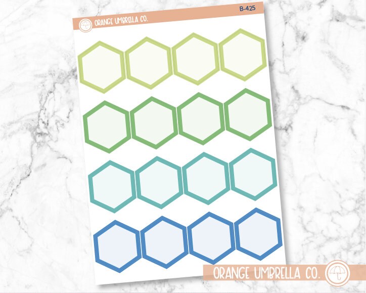 CLEARANCE | Hexagon - Full Box Planner Labels | Vibrant | B-424/425/426