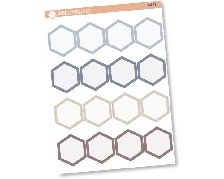 CLEARANCE | Hexagon - Full Box Planner Labels | Muted Neutrals | B-427