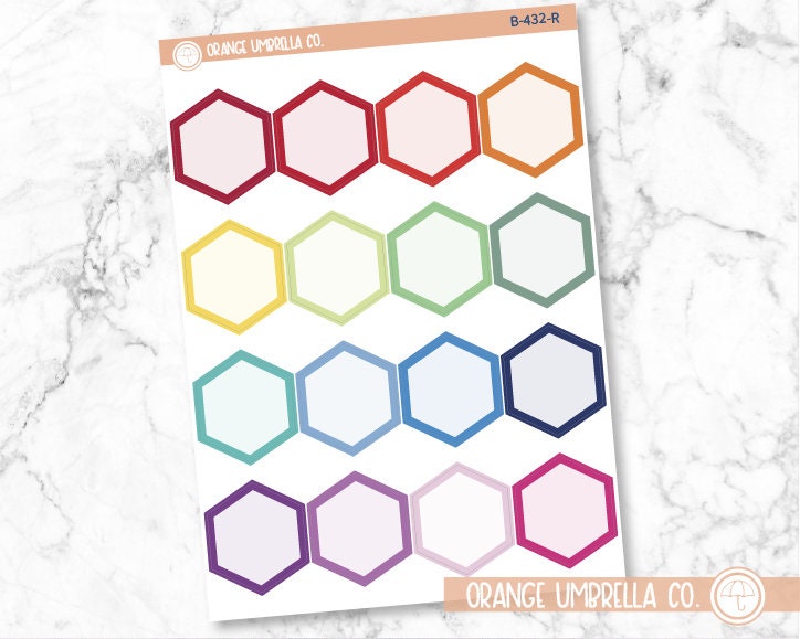 CLEARANCE | Hexagon - Full Box Planner Labels | B-432