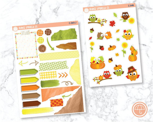 CLEARANCE | Fall Owls Deco/Journaling Planner Stickers | C-049