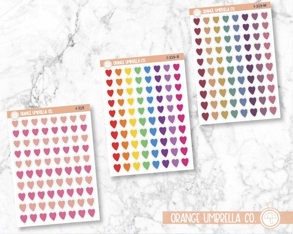 Tiny Hearts Icon Planner Stickers, Icon Tiny Hearts Labels, Color Print Planning Stickers (I-319)
