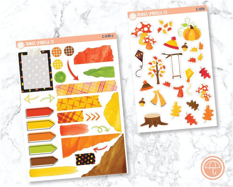 Bright Fall Deco/Journaling Planner Stickers | C-039