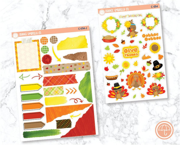 CLEARANCE | Thanksgiving Turkeys Planner Deco/Journaling Stickers | C-054