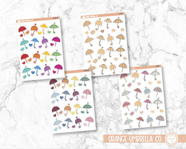 Fancy Umbrellas Planner Deco Stickers and Labels | C-056/057/058
