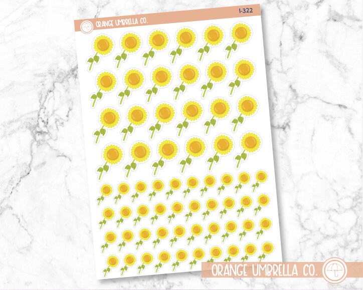 Sunflower Icon Planner Stickers, Sunflowers Icon Labels, Icon Color Print Labels (I-322)