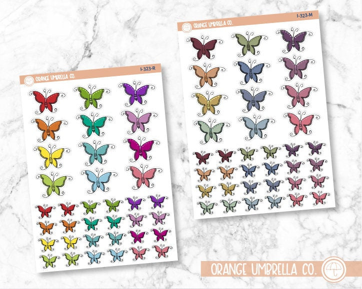 Butterfly Icon Planner Stickers, Butterflies Icon Labels, Icon Color Print Labels (I-323)