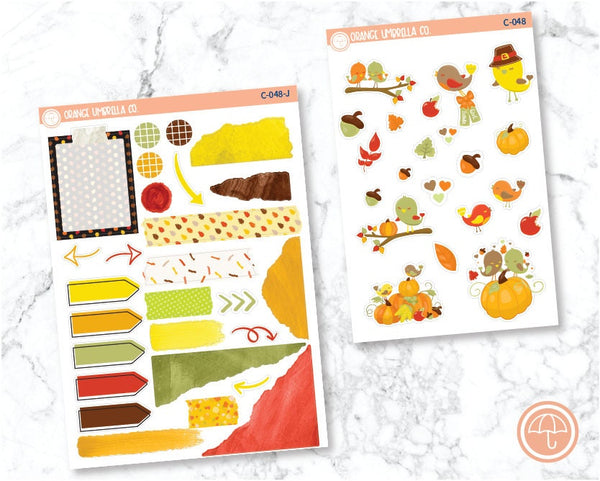 CLEARANCE | Fall Birds Deco/Journaling Planner Stickers | C-048