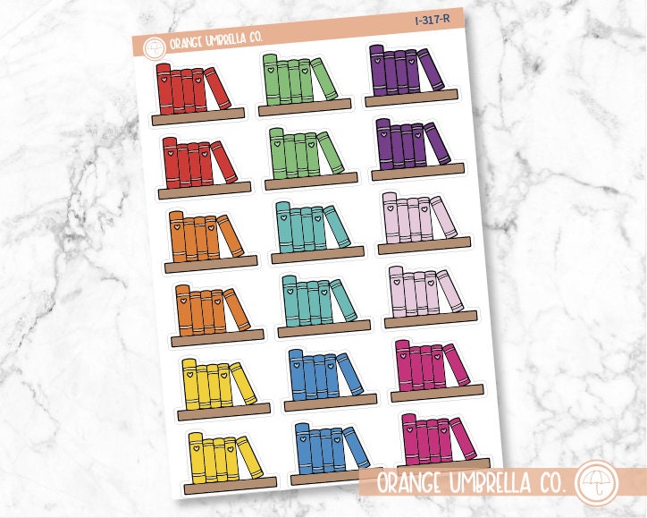 Books on Shelf Icon Planner Stickers | I-317