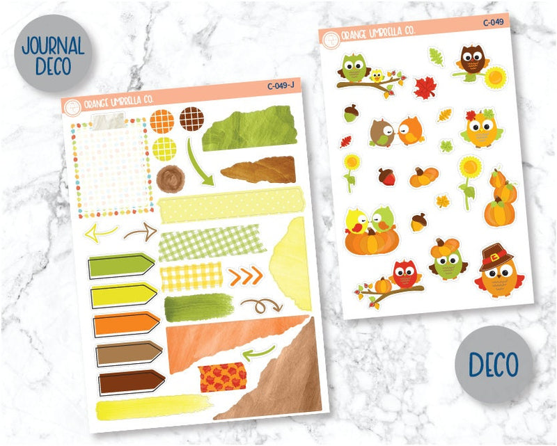 CLEARANCE | Fall Owls Deco/Journaling Planner Stickers | C-049