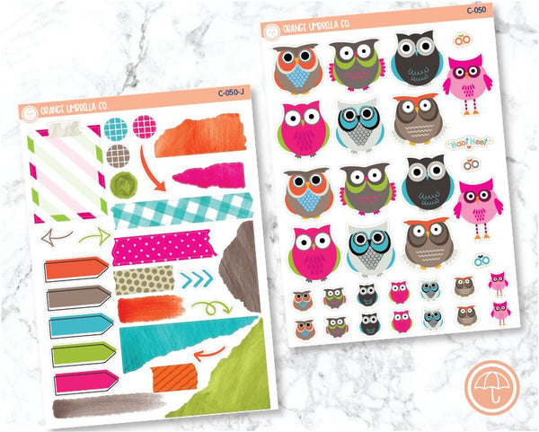 CLEARANCE | Color Owls1 Deco/Journaling Planner Stickers | C-050