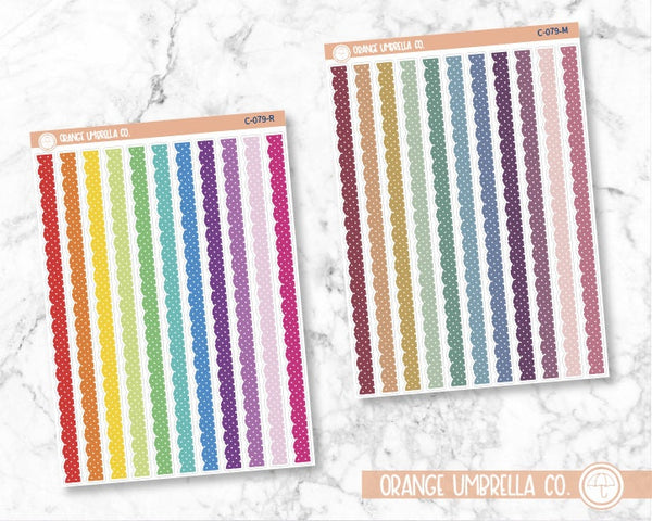 Polkadot Scalloped Washi Strips Planner Stickers and Labels | C-079