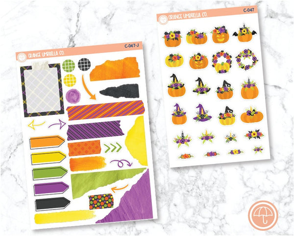 CLEARANCE | Deco Planner Stickers, Halloween Floral Pumpkins Deco Stickers, Fun Deco Planning Labels (C-047)