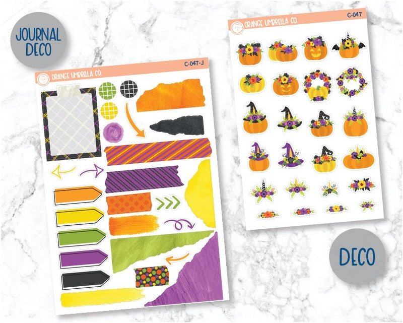 CLEARANCE | Deco Planner Stickers, Halloween Floral Pumpkins Deco Stickers, Fun Deco Planning Labels (C-047)