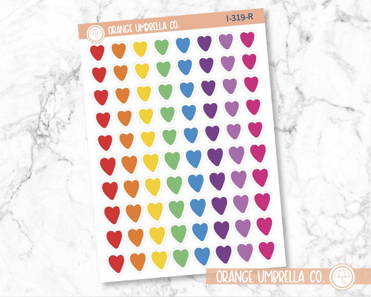 Tiny Hearts Icon Planner Stickers, Icon Tiny Hearts Labels, Color Print Planning Stickers (I-319)