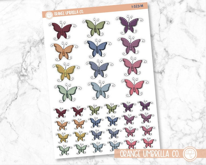 Butterfly Icon Planner Stickers, Butterflies Icon Labels, Icon Color Print Labels (I-323)