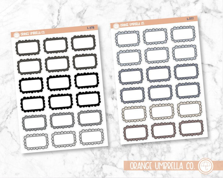 Scalloped Quarter Box Planner Stickers and Labels | Neutrals | L-377-L-378