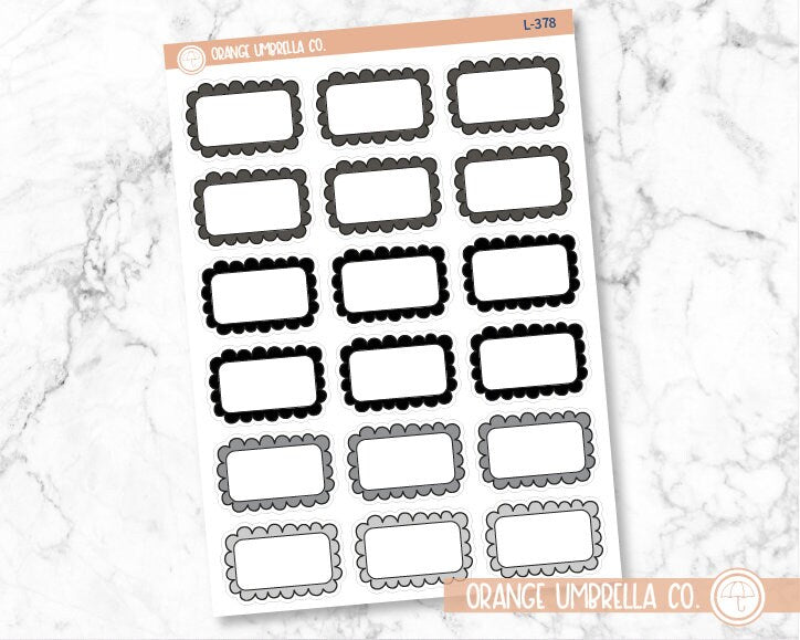 Scalloped Quarter Box Planner Stickers and Labels | Neutrals | L-377-L-378