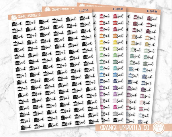 Bank Icon Script Planner Stickers and Labels | F2 | E-107 / 904-037