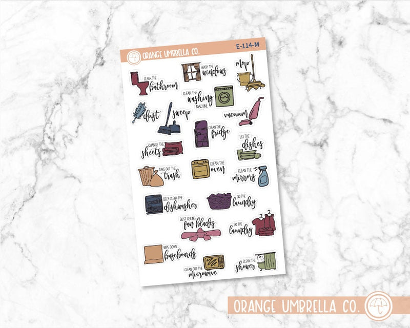 Cleaning Icon Script Planner Stickers and Labels | F7  | E-114 / 921-001-001-WH