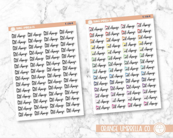 Oil Change Script Planner Stickers and Labels | F2 |  E-108 / 904-040