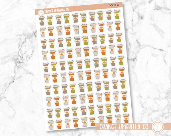 Coffee Cup To Go Fall Pumpkin Icon Planner Stickers | I-338