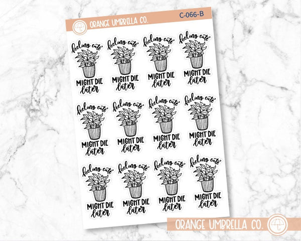 CLEARANCE | Feeling Cute Might Die Later Quote Planner Stickers | C-066-B