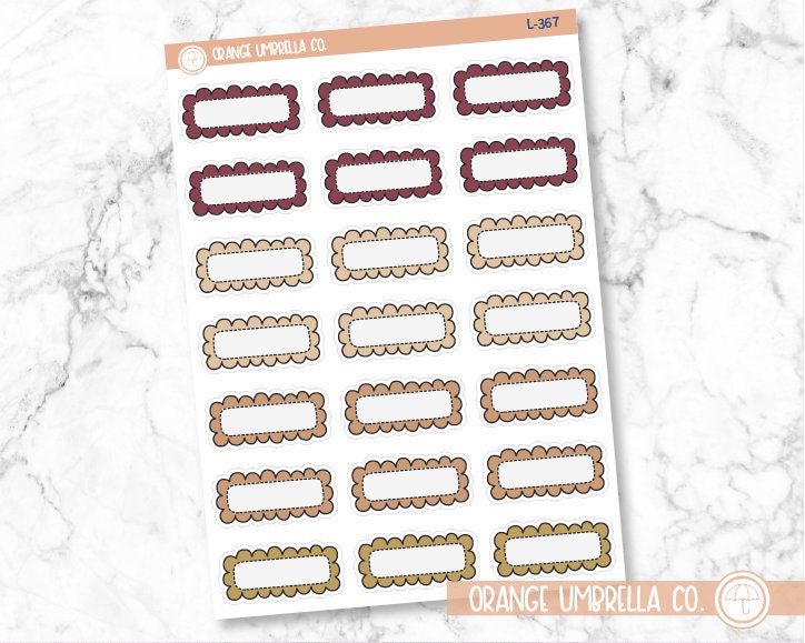 Scalloped Quarter Box Planner Stickers and Labels | Muted | L-367-L-370