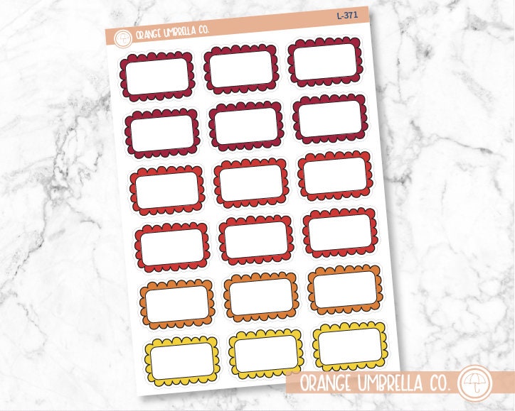Scalloped Half Box Planner Stickers and Labels | Brights | L-371-L-373