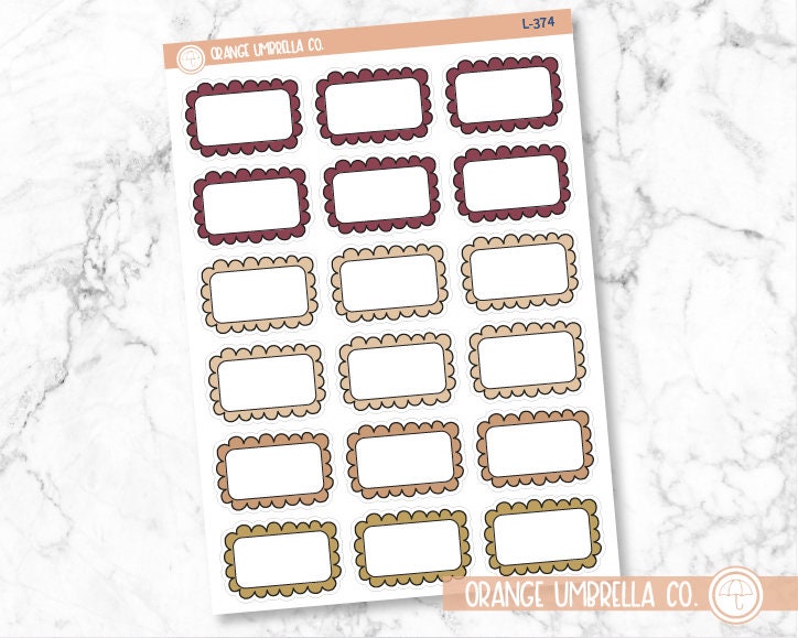 Scalloped Quarter Box Planner Stickers and Labels | Muted | L-374-L-376