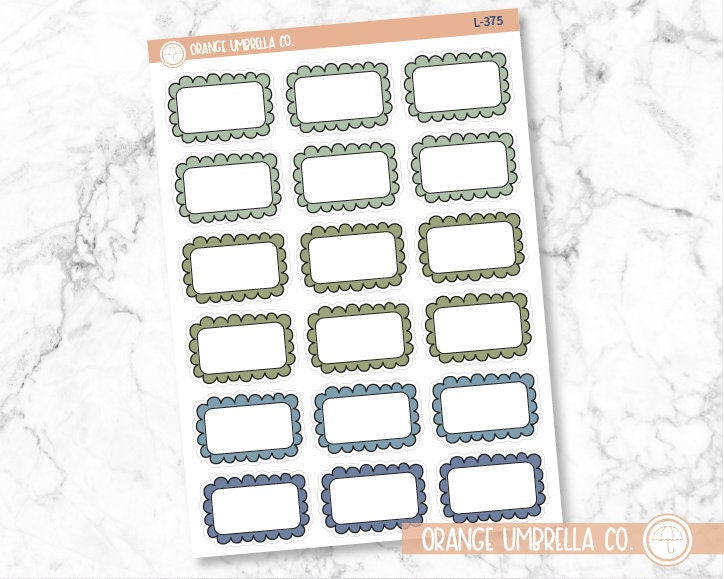 Scalloped Quarter Box Planner Stickers and Labels | Muted | L-374-L-376